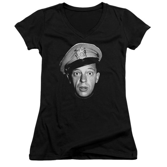Andy Griffith Barney Head Junior Women's V-Neck T-Shirt Black