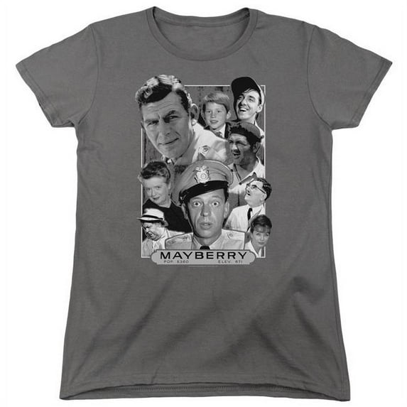 Trevco Andy Griffith & Mayberry Womens Short Sleeve T-Shirt, Charcoal - Large