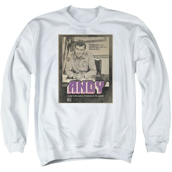 Andy Griffith Show Andy Adult Crewneck Sweatshirt White