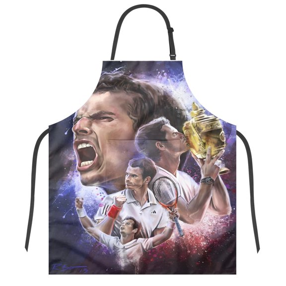 Andy Murray apron has an iconic print, is durable and adjustable, with none pocket for convenience. Perfect for fans,27" x 33"70*84cm