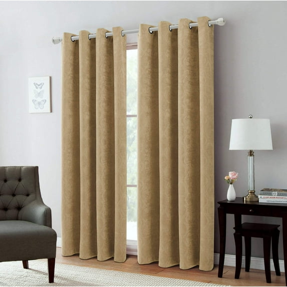 Andy Ogee Room Darkening Curtain Grommet Window Panel, Taupe, 54x84 Inches