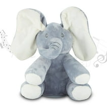 Andy Peek A Boo Elephant with Interactive, Musical Sound & Moving Ears, White Adorable Stuffed Toy