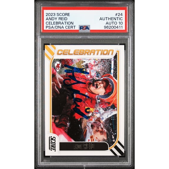 Andy Reid 2023 Score Celebration Signed Football Card #24 Auto Graded PSA 10 411