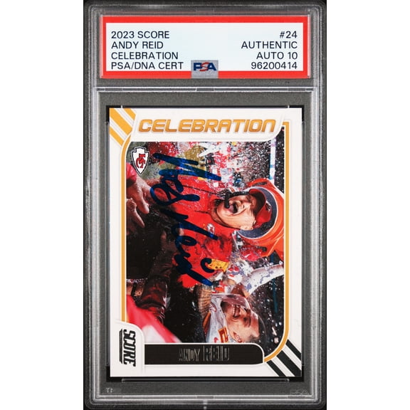 Andy Reid 2023 Score Celebration Signed Football Card #24 Auto Graded PSA 10 414