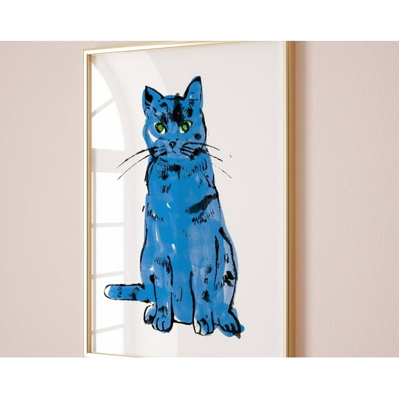 Andy Warhol Blue Cat pop art poster, Andy Warhol Blue Cat Print, Line Art wall decor, Cat Sam poster, Cat print, Contemporary art print, 12x18 UNFRAMED