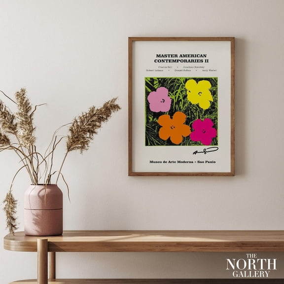 Andy Warhol Flowers Print Pop Art Exhibition Mid Century Modern Gallery Wall Art