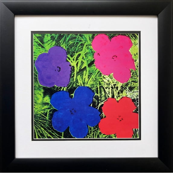 Andy Warhol "Flowers" (Purple,Blue, Pink,Red) CUSTOM FRAMED Pop Art Litho Generic