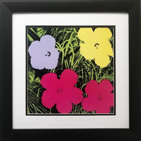 Andy Warhol "Flowers" (Purple, Yellow, Pink) CUSTOM FRAMED Pop Art Litho Generic
