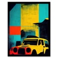 thumbnail image 1 of Andy Warhol Inspired Modern Abstract Car Taxi Yellow Orange Teal Black Art Print Framed Poster Wall Decor 12x16 inch, 1 of 5