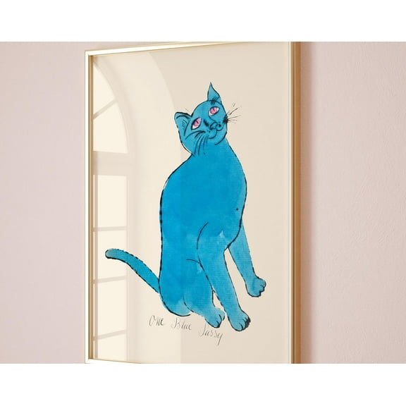 Andy Warhol One Blue Cat pop art poster, Andy Warhol Blue Cat Print, Line Art wall decor, Cat poster, Cat print, Contemporary art print, 8x12 UNFRAMED