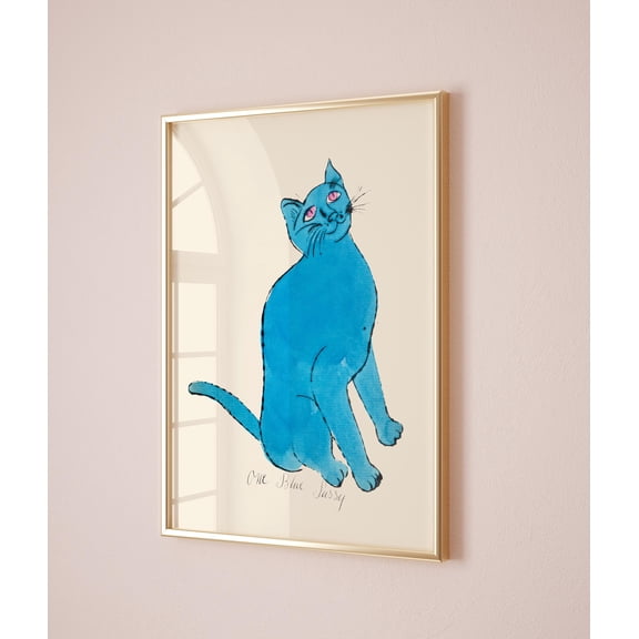 Andy Warhol One Blue Cat pop art poster, Andy Warhol Blue Cat Print, Line Art wall decor, Cat poster, Cat print, Contemporary art print