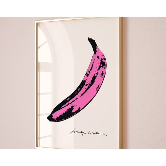 Andy Warhol Pink Banana pop art poster, Andy Warhol Banana Print, Velvet Underground cover art, Kitchen wall decor, 24x36 UNFRAMED