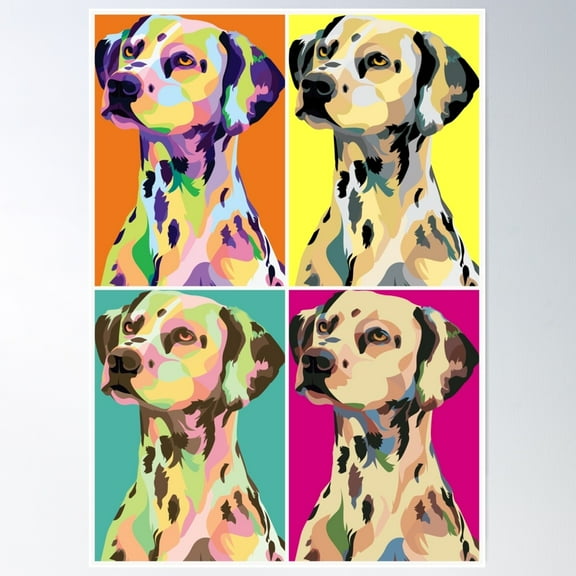 Andy Warhol' Style Dalmation Dog Poster Wall Art, Modern Wall Decor For Living Room Bedroom, 12x18 UNFRAMED