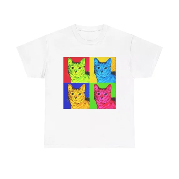 Andy Warhol T Shirt Vintage Art Poster Retro 80s Unisex Heavy Cotton Tee Cats
