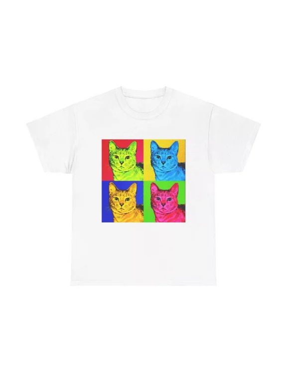 Andy Warhol T Shirt Vintage Art Poster Retro 80s Unisex Heavy Cotton Tee Cats
