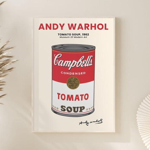 Andy Warhol Tomato Soup, Campbells Soup Print, Warhol Pop Art, Contemporary Art Print, Warhol Exhibition Poster, Retro,, Unframed Paper Poster 8x10in
