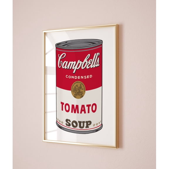 Andy Warhol Tomato Soup Pop Art Poster, Campbell Soup Kitchen Wall Decor, Unframed Paper Poster 24x36in
