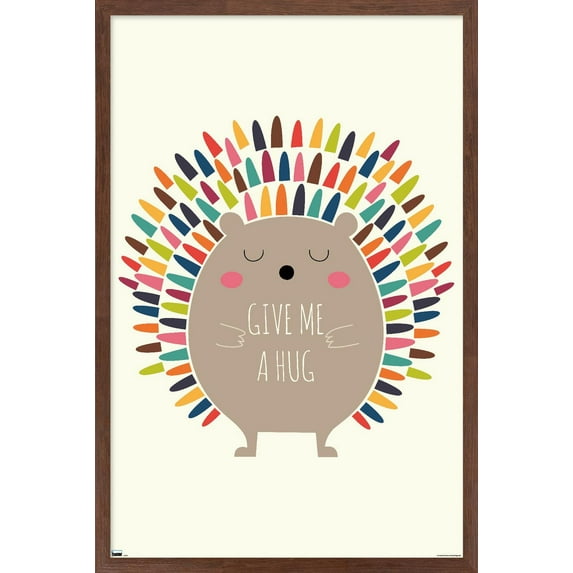 Andy Westface - Porcupine Give Me A Hug Wall Poster, 22.375" x 34" Framed