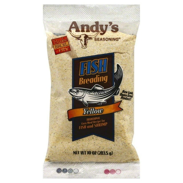 Andy's seasoning, Yellow fish MMF7 breading for excellent tasting fish and shrimp 10 oz Bag
