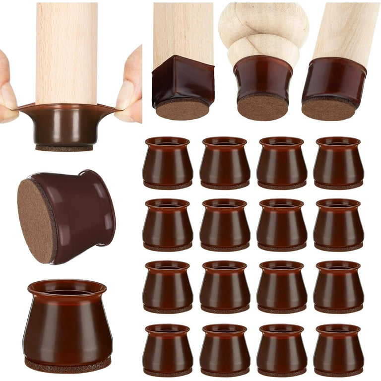 Aneaseit Chair Leg Floor Protectors 2 x 16 pcs Dark Walnut Felt Bottom Silicone Pads for Hardwood Floors Furniture Feet Rubber Caps for Chairs Large Walmart