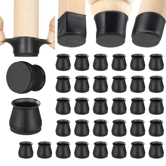 Aneaseit Chair Leg Floor Protectors - 32 pcs Black - Felt Bottom Silicone Pads for Hardwood Floors & Furniture Feet - Rubber Caps for Chairs - Medium