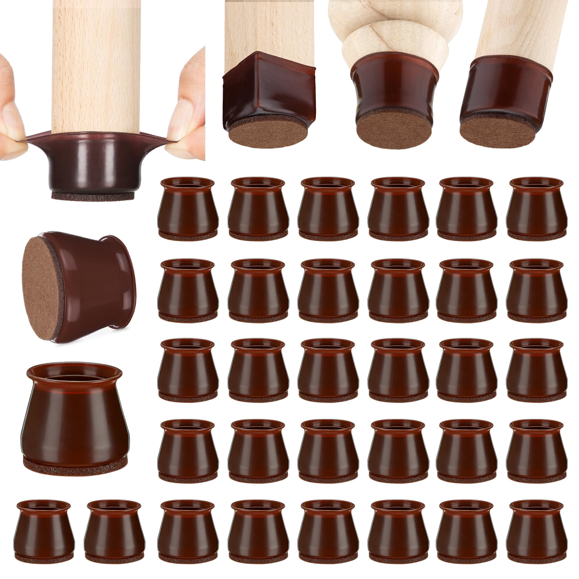 Aneaseit Soft Silicone Chair Foot Covers Furniture Leg Protectors Medium Dark Wallnut 32 Pcs Walmart