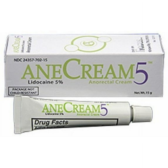 Anecream 5 - 5% Lidocaine Anorectal Anesthetic Pain Relief Cream 15 g (Pack of 2)