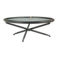 thumbnail image 1 of Aneis Coffee Table Black Coffee Table, Modern Style, Tempered Rippled Glass round shape tabletop, Fir Wood, Indoor Living, 1 of 9
