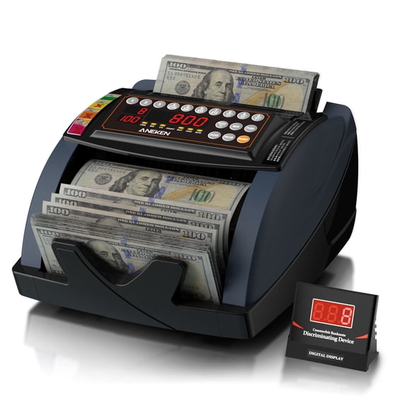 Aneken Money Counter Machine, Bill Denomination Count Triple Counterfeit Detection(Blue)