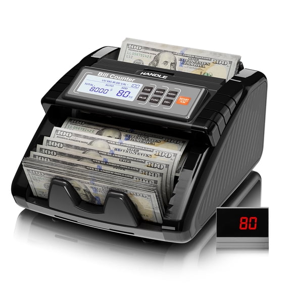 Aneken Money Counter Machine with Counterfeit Detection - 1000 Notes/Min, 3.7” LCD + External Display, Multi-Denomination Valuation
