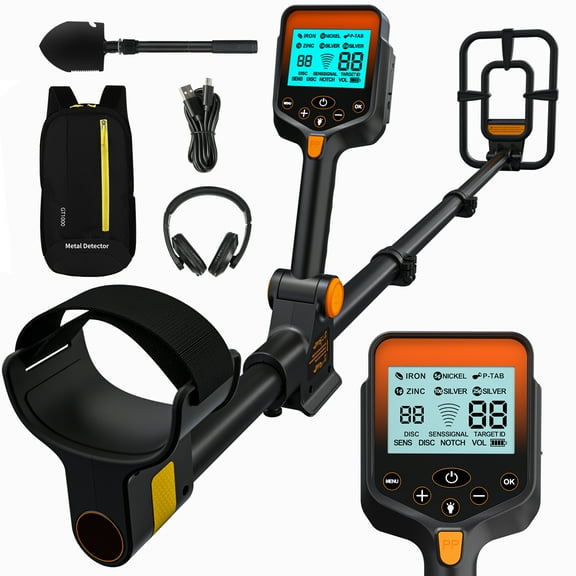 ANEKEN Professional Metal Detector - Waterproof, Foldable, High Accuracy, Rechargeable, Includes Carry Bag & Shovel