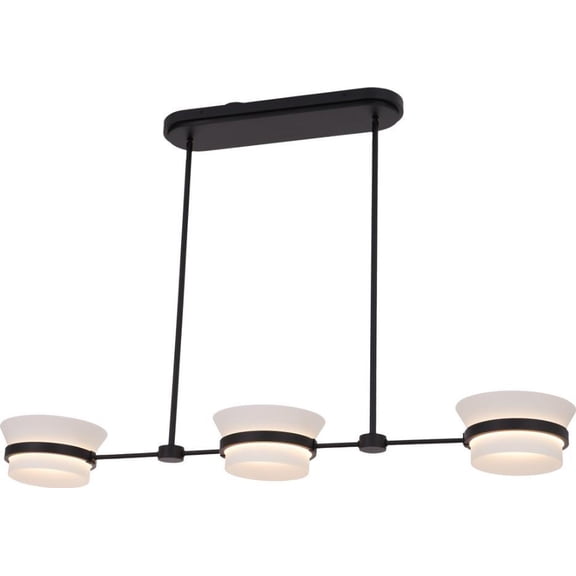 Anel 3Lt Matte Black Light Fixture  Traditional Style