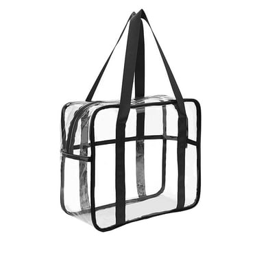 Anemel Clear Tote Bag Cosmetic Bag Transparent Makeup Toiletry Lightweight Waterproof Organizer Beach Bag Black