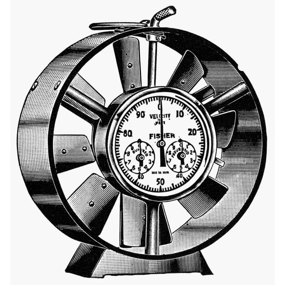 Anemometer 20Th Century. Nanemometer An Instrument To Measure The Velocity And Force Of Wind. Line Engraving Mid 20Th