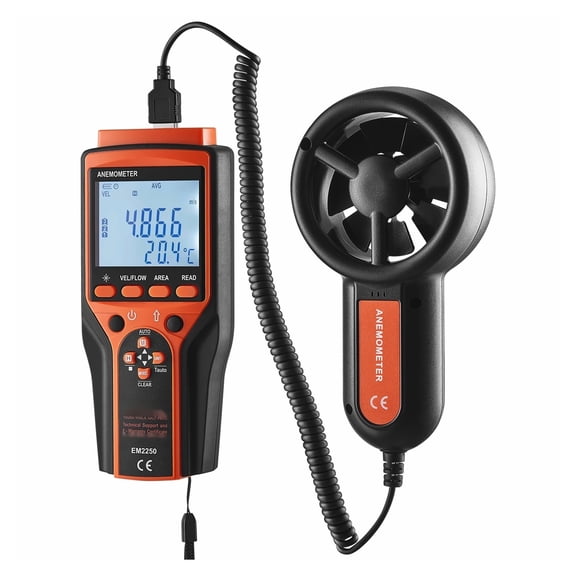 Anemometer Digital, Portable Wind Speed Meter with Temperature, CFM, Wind Chill - LED Backlit, Split Design, 6 Units, IP44 Waterproof - for Sailing, HVAC, Drone, Surfing