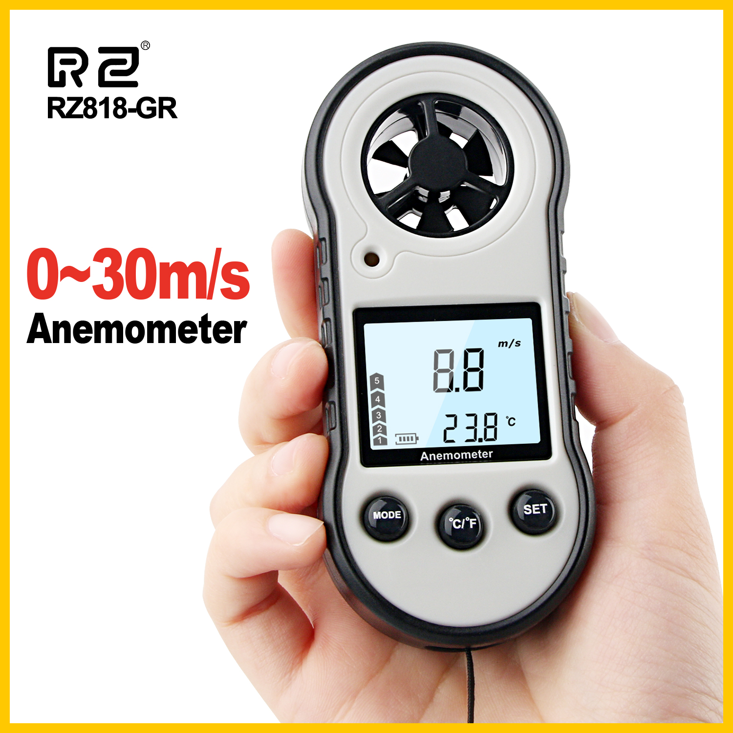 Anemometer Handheld Anemometro Thermometer Wind Speed Gauge Meter