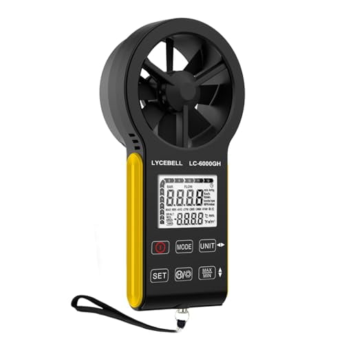 Anemometer Handheld CFM Meter 0-999900 ft3/min, HVAC Wind Speed Meter Gauge 0.3~30 m/s with Waterproof Touch-Screen 8 Measuring Units, Digital Outdoor Air Flow Meter Wind Speed Measuring Device