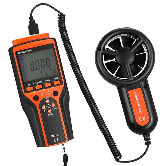 Anemometer Split Design, 14-140F Temp, LED Air Speed & Temp, Wind Chill & Velocity Meter for Sailing, Surfing, Flying, HVAC