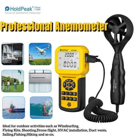 Anemometer Wind Speed Meter Air Flow Volume CFM/CMM Backlight Max 45m/s HVAC