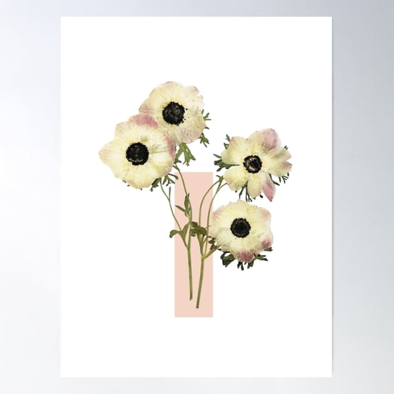 Anemone Botanical Color Block Poster Wall Art, Modern Wall Decor For Living Room Bedroom, 24x36 UNFRAMED