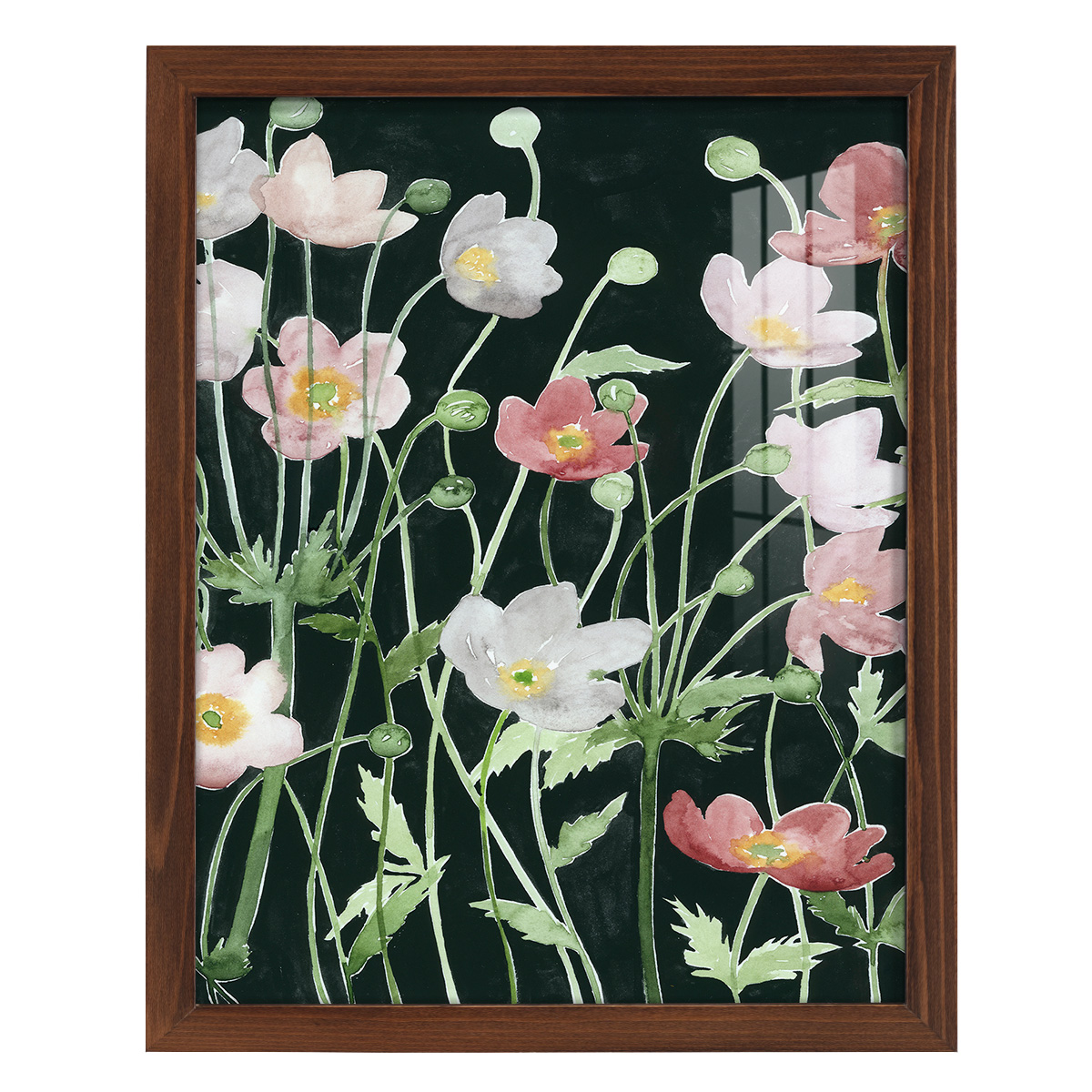 Anemone Dance I -Framed Print w/glass-Chestnut