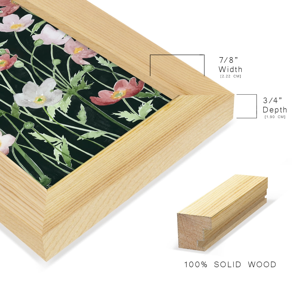Anemone Dance I -Framed Print w/glass-Natural Wood