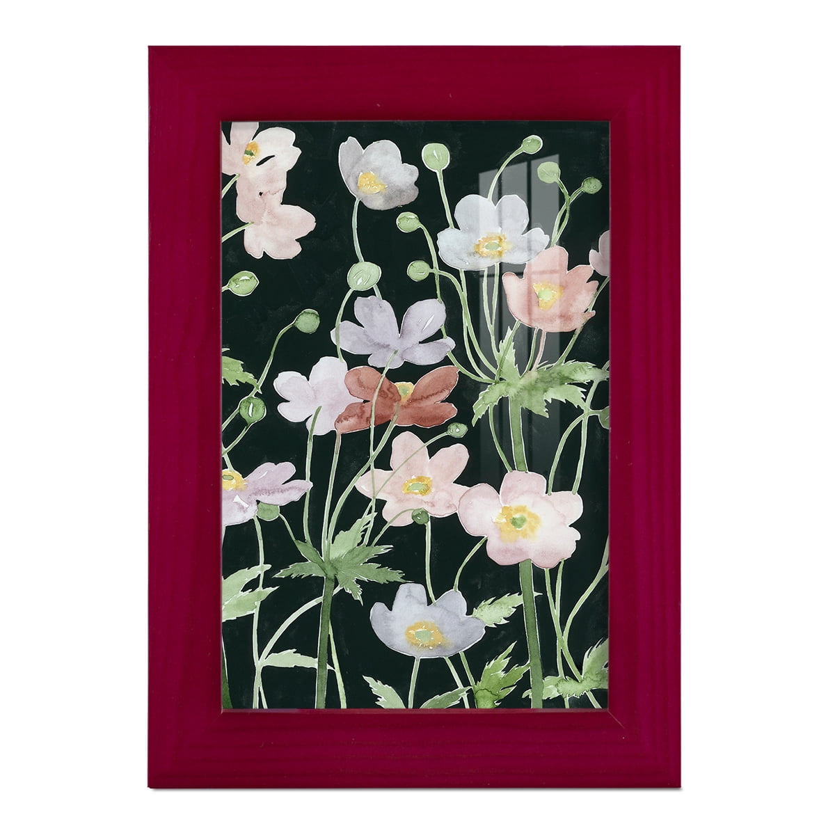 Anemone Dance II -Framed Print w/glass-Cherry Red