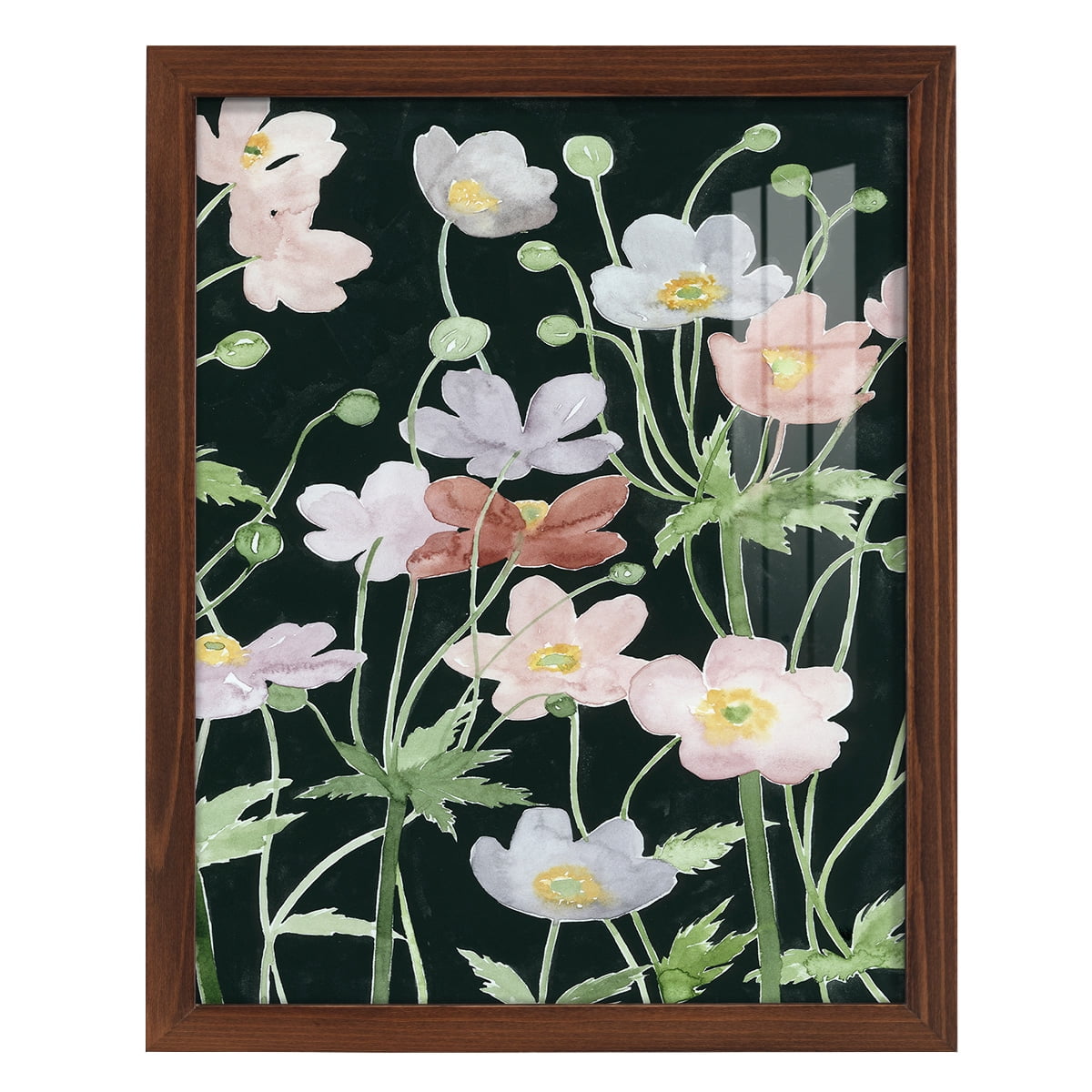 Anemone Dance II -Framed Print w/glass-Chestnut