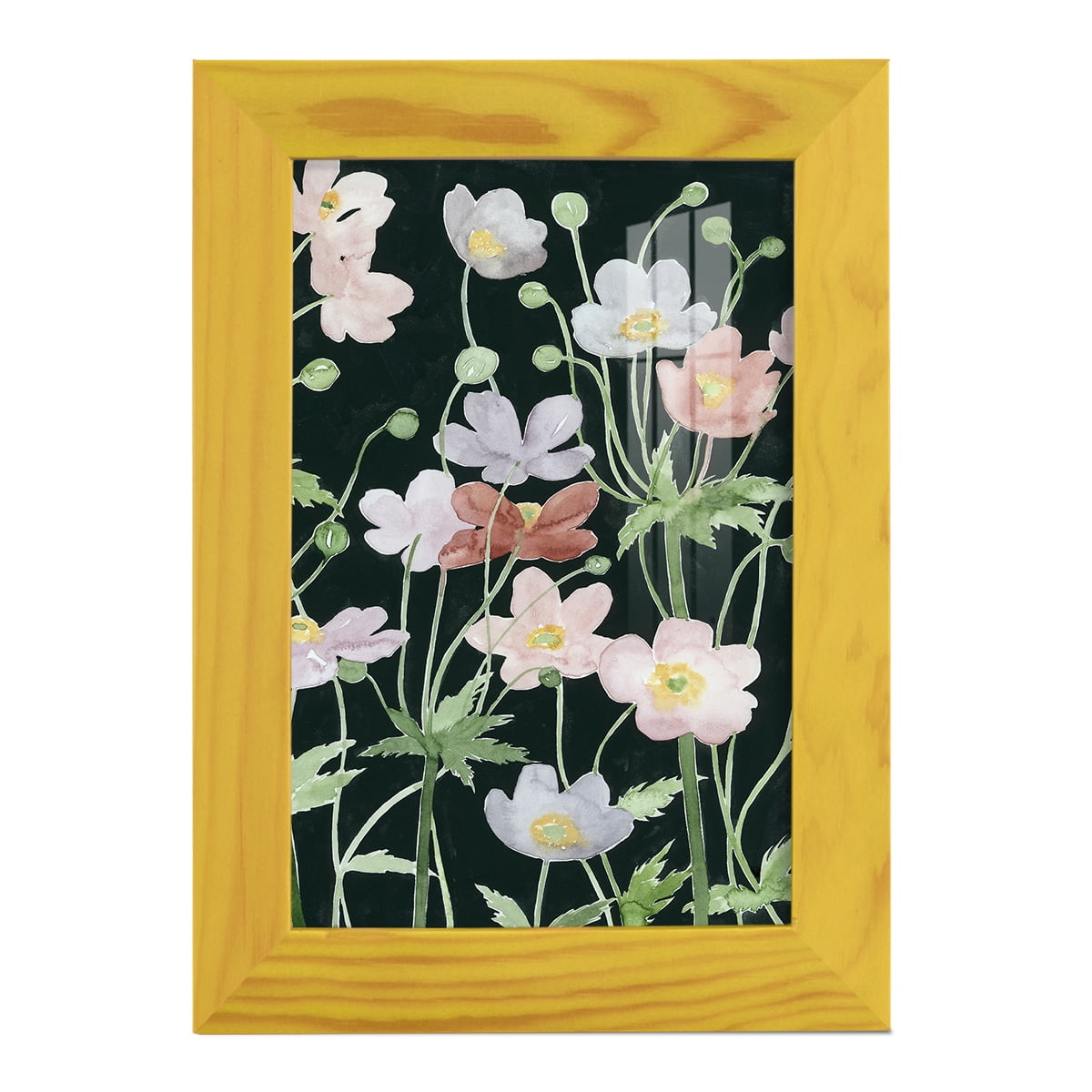 Anemone Dance II -Framed Print w/glass-Sunflower Yellow