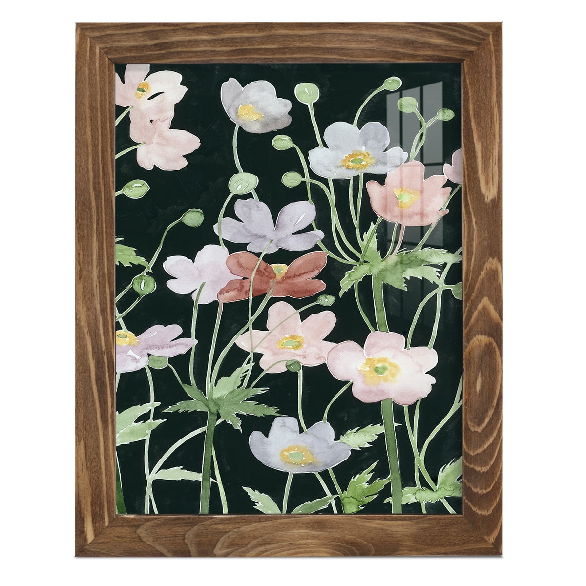 Anemone Dance II -Framed Print w/glass-Walnut