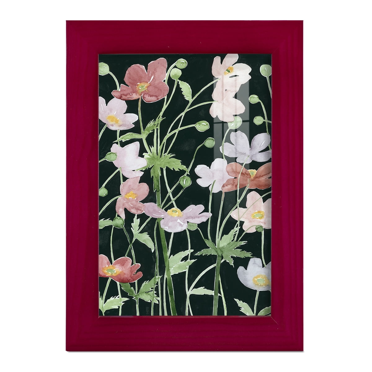 Anemone Dance III -Framed Print w/glass-Cherry Red