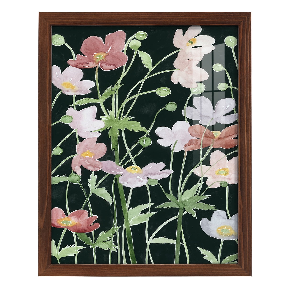 Anemone Dance III -Framed Print w/glass-Chestnut