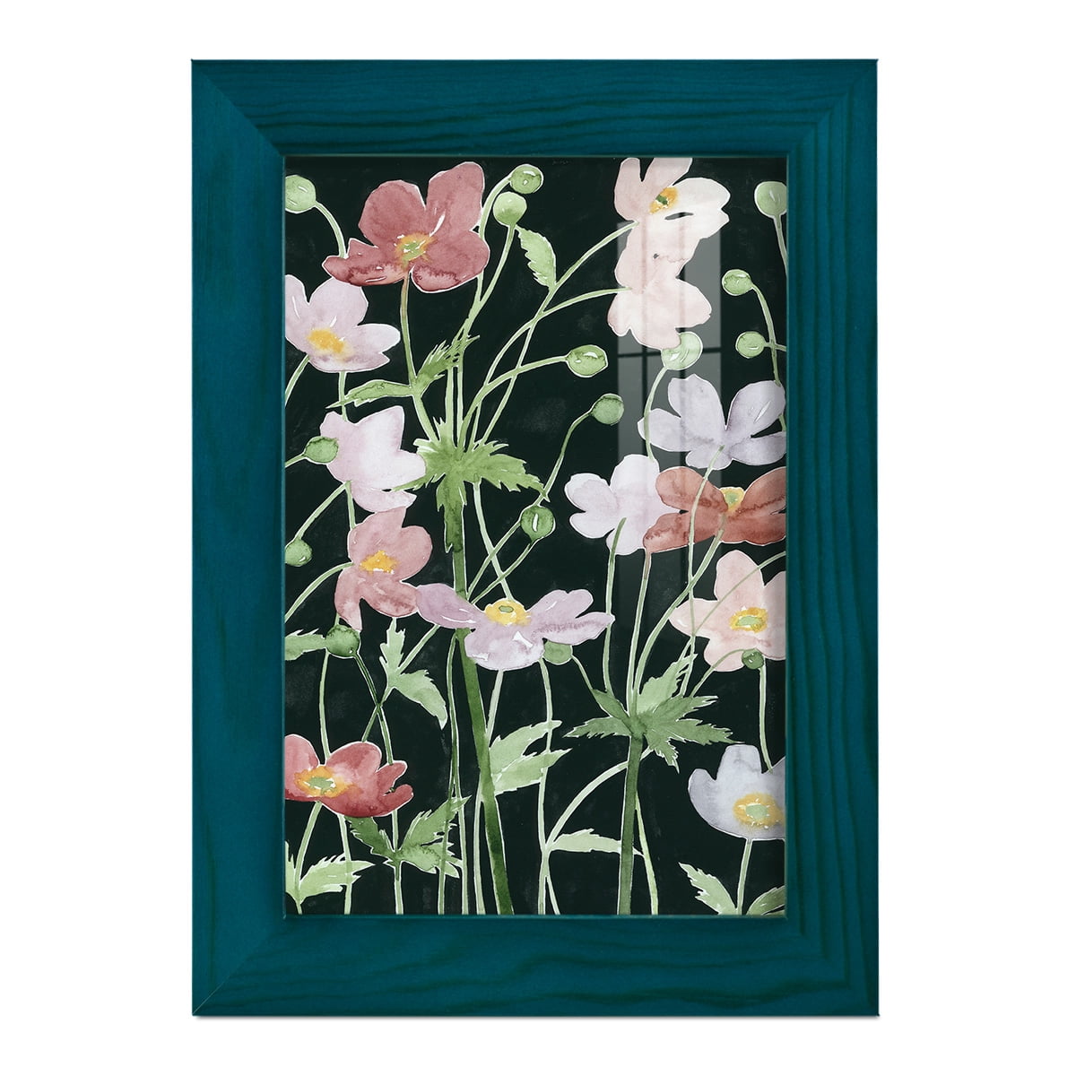 Anemone Dance III -Framed Print w/glass-Ocean Blue