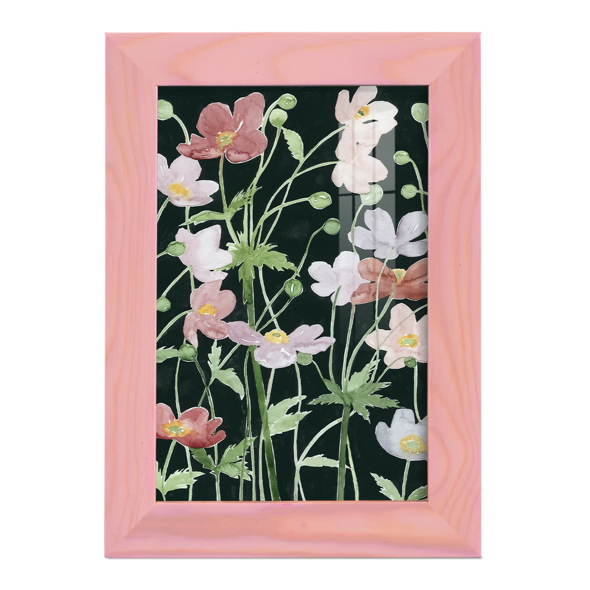 Anemone Dance III -Framed Print w/glass-Sunset Pink